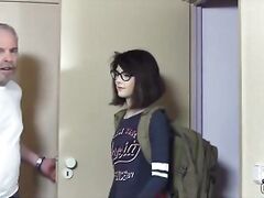 beauty with glasses fucked hardcore by grandpa